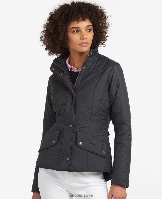 Barbour sievietes muša svara kavalērijas stepēta jaka P8J88A1406 apģērbs melns akmens