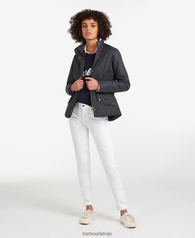 Barbour sievietes muša svara kavalērijas stepēta jaka P8J88A1406 apģērbs melns akmens