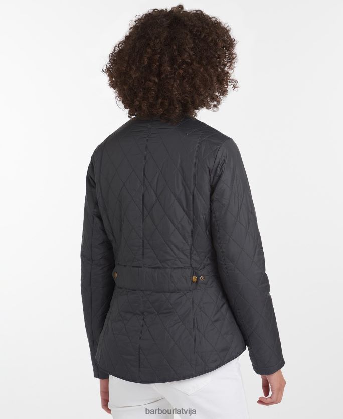 Barbour sievietes muša svara kavalērijas stepēta jaka P8J88A1406 apģērbs melns akmens
