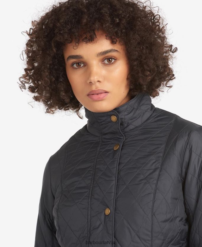 Barbour sievietes muša svara kavalērijas stepēta jaka P8J88A1406 apģērbs melns akmens