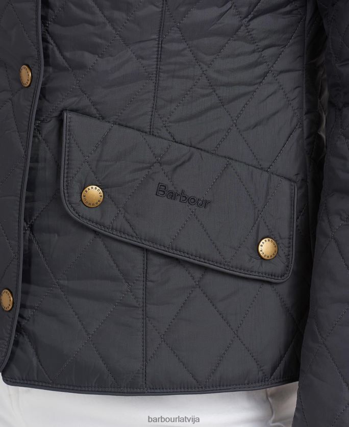 Barbour sievietes muša svara kavalērijas stepēta jaka P8J88A1406 apģērbs melns akmens