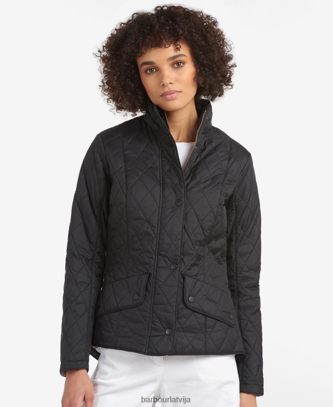 Barbour sievietes muša svara kavalērijas stepēta jaka P8J88A1414 apģērbs melns akmens