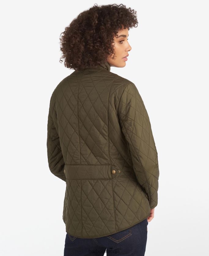 Barbour sievietes muša svara kavalērijas stepēta jaka P8J88A1418 apģērbs melns akmens