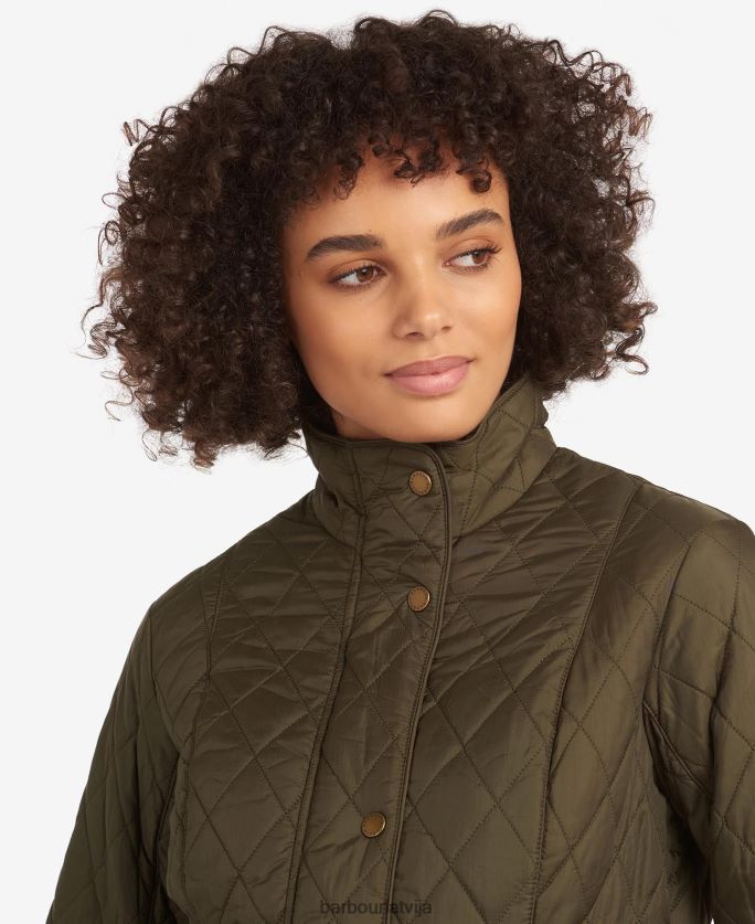 Barbour sievietes muša svara kavalērijas stepēta jaka P8J88A1418 apģērbs melns akmens