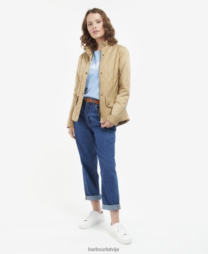 Barbour sievietes muša svara kavalērijas stepēta jaka P8J88A1482 apģērbs rožu putekļi