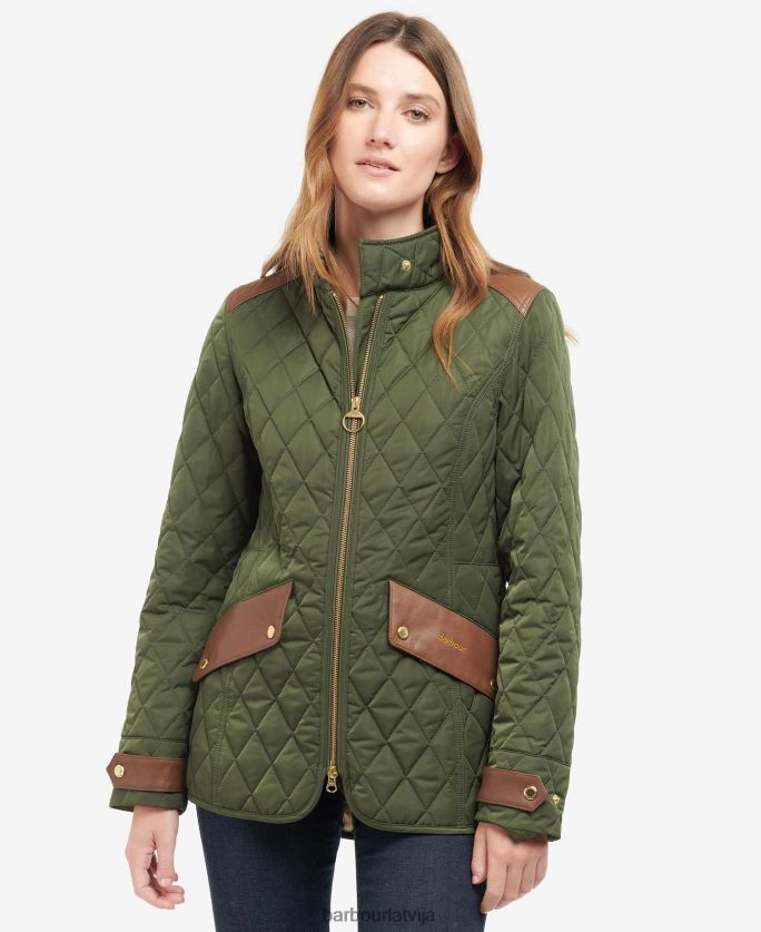 Barbour sievietes premium kavalērijas stepēta jaka P8J88A1485 apģērbs olīvu/seno