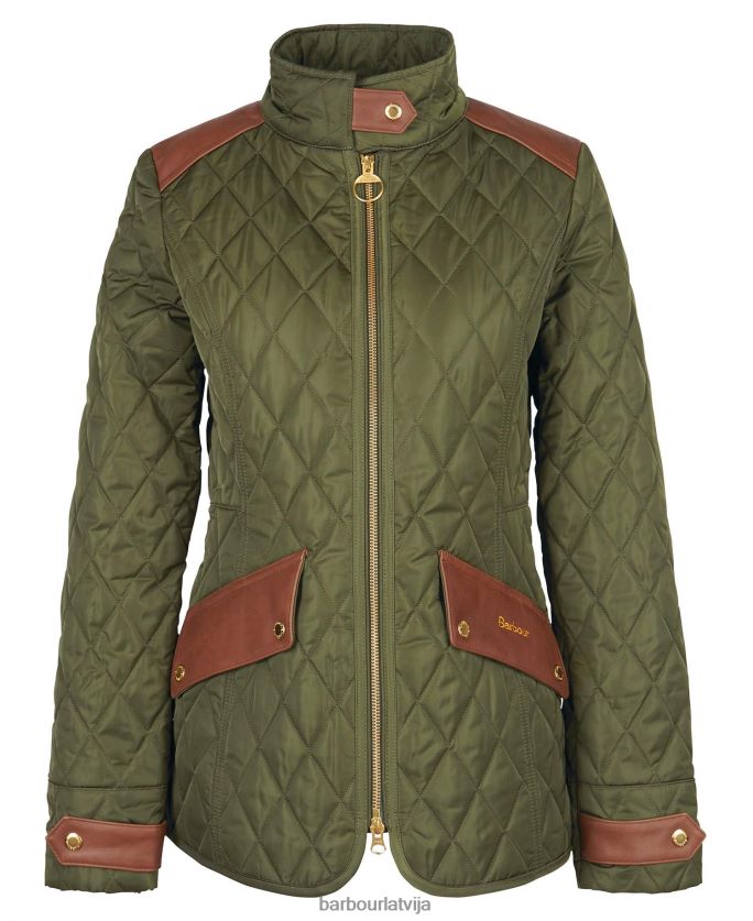 Barbour sievietes premium kavalērijas stepēta jaka P8J88A1485 apģērbs olīvu/seno