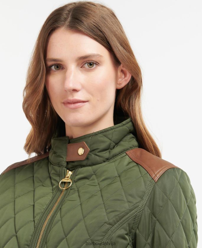 Barbour sievietes premium kavalērijas stepēta jaka P8J88A1485 apģērbs olīvu/seno