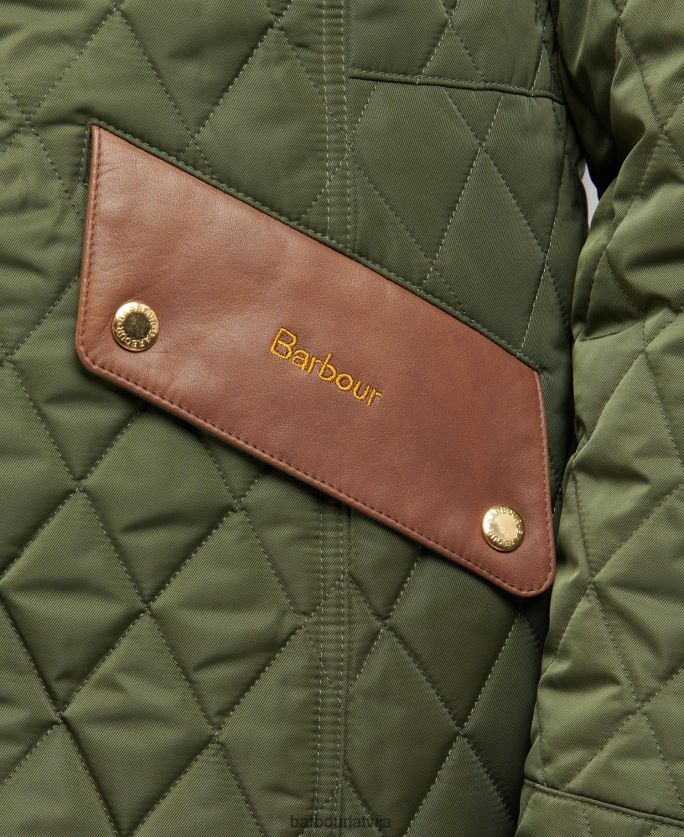 Barbour sievietes premium kavalērijas stepēta jaka P8J88A1485 apģērbs olīvu/seno