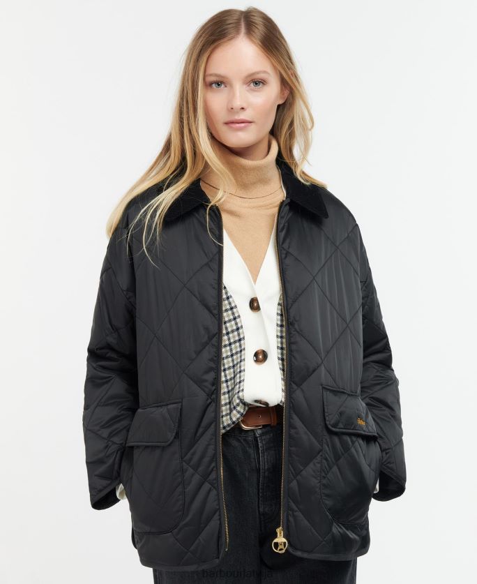 Barbour sievietes ryhope stepēta jaka P8J88A1421 apģērbs melns/sens