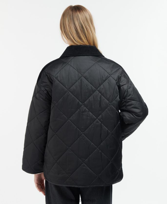 Barbour sievietes ryhope stepēta jaka P8J88A1421 apģērbs melns/sens
