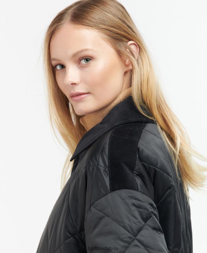 Barbour sievietes ryhope stepēta jaka P8J88A1421 apģērbs melns/sens