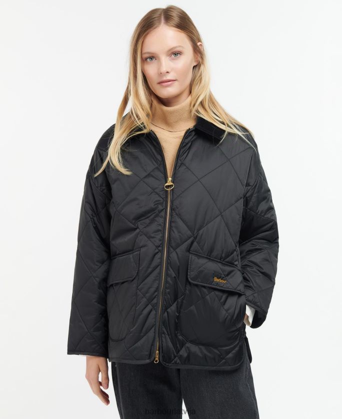 Barbour sievietes ryhope stepēta jaka P8J88A1421 apģērbs melns/sens