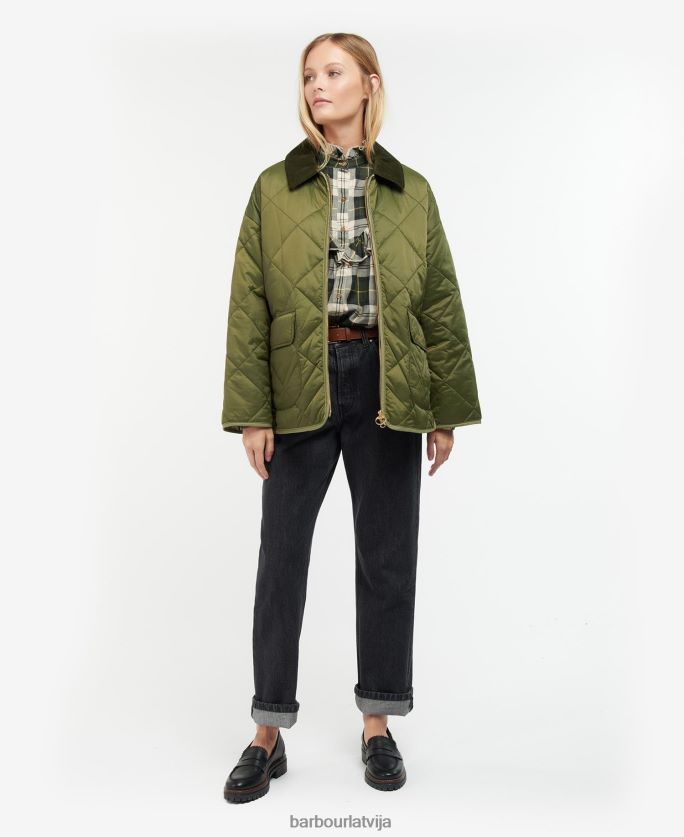 Barbour sievietes ryhope stepēta jaka P8J88A1457 apģērbs melns/sens