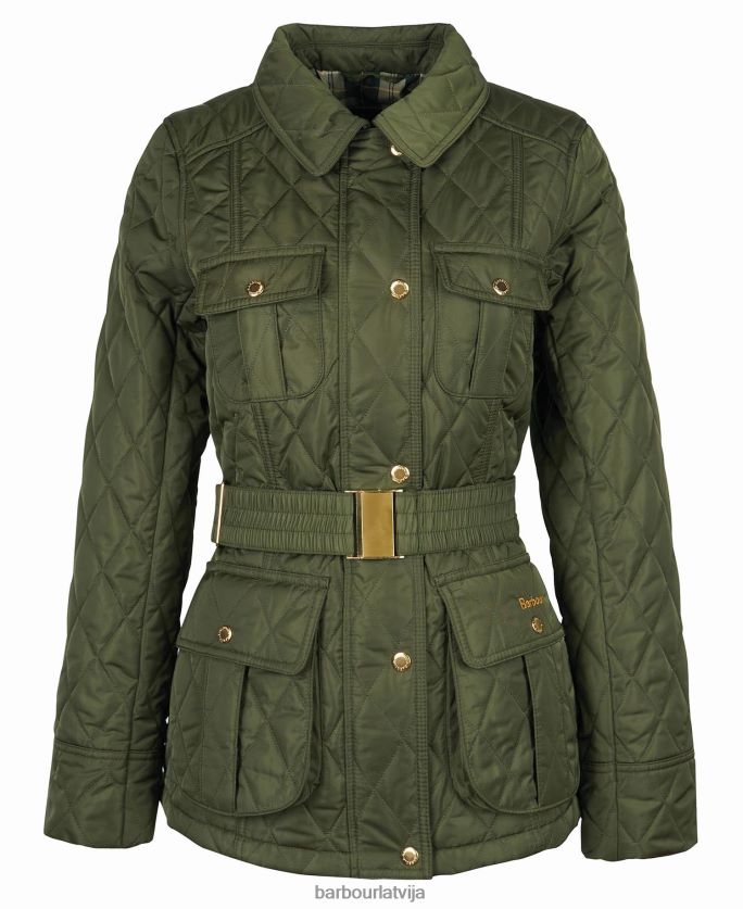 Barbour sievietes siksnas aizsardzības stepēta jaka P8J88A1435 apģērbs olīvu/seno