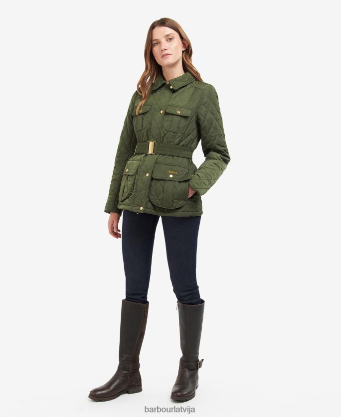 Barbour sievietes siksnas aizsardzības stepēta jaka P8J88A1435 apģērbs olīvu/seno