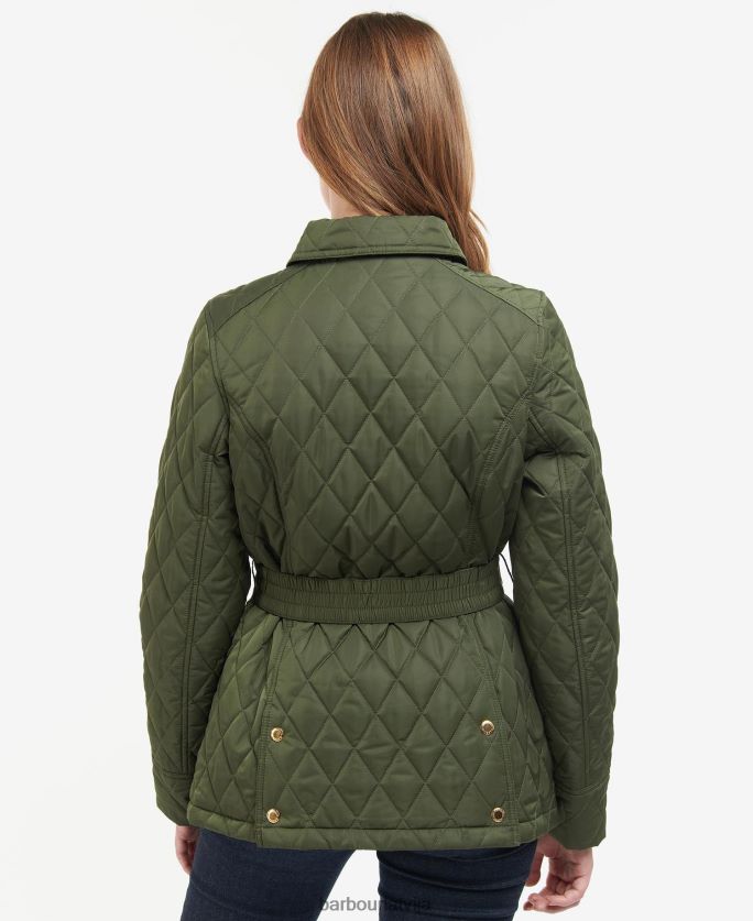 Barbour sievietes siksnas aizsardzības stepēta jaka P8J88A1435 apģērbs olīvu/seno