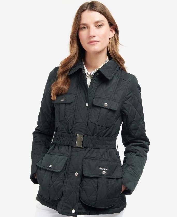 Barbour sievietes siksnas aizsardzības stepēta jaka P8J88A1488 apģērbs olīvu/seno