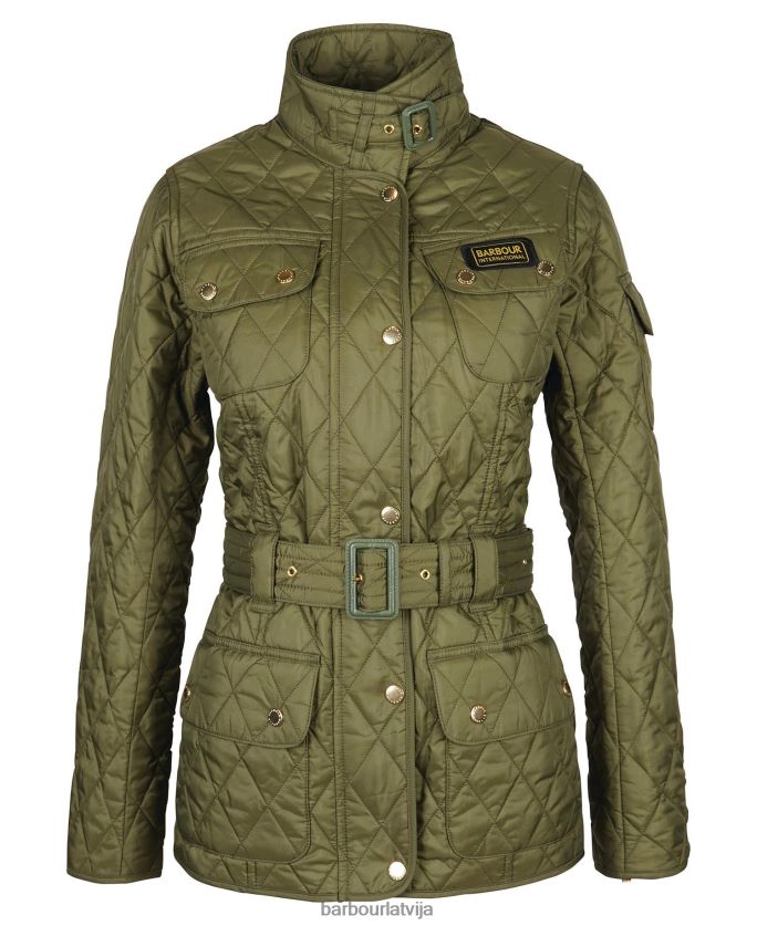 Barbour sievietes starptautiskā stepēta jaka P8J88A1483 apģērbs pusnakts zaļš