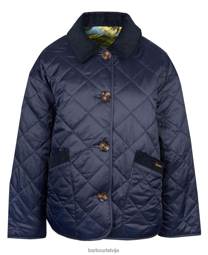 Barbour x House of Hackney sievietes gransden apgriežama stepēta jaka P8J88A1432 apģērbs tumša flote/limerence/debesis