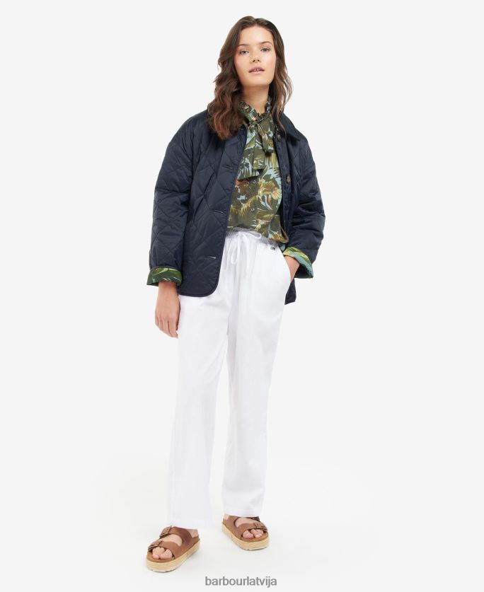 Barbour x House of Hackney sievietes gransden apgriežama stepēta jaka P8J88A1432 apģērbs tumša flote/limerence/debesis
