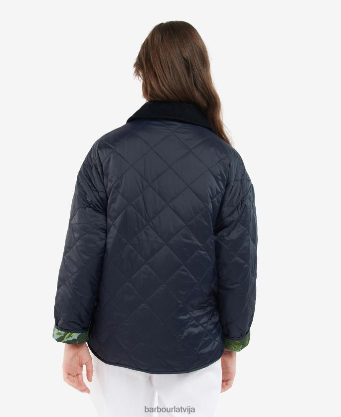 Barbour x House of Hackney sievietes gransden apgriežama stepēta jaka P8J88A1432 apģērbs tumša flote/limerence/debesis
