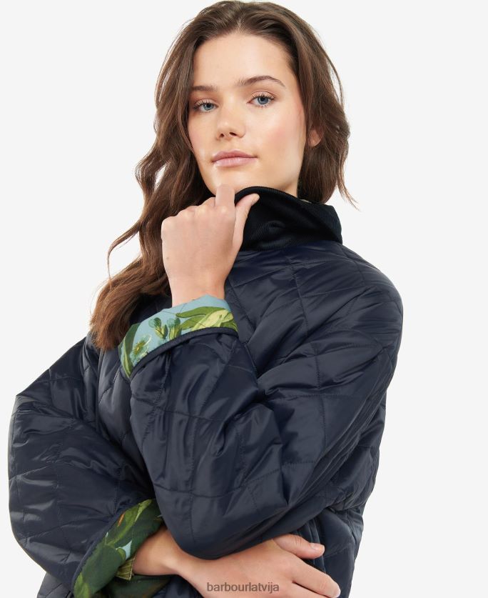 Barbour x House of Hackney sievietes gransden apgriežama stepēta jaka P8J88A1432 apģērbs tumša flote/limerence/debesis