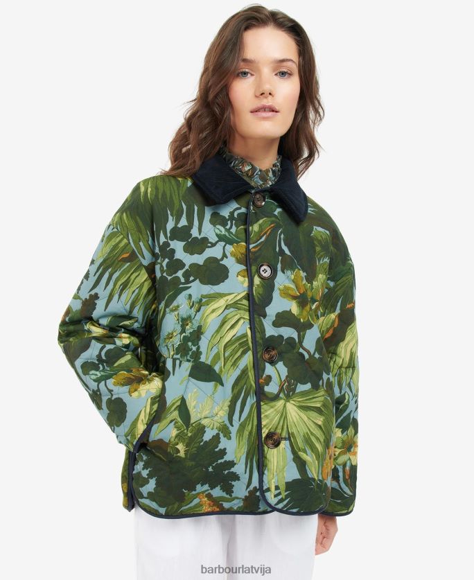 Barbour x House of Hackney sievietes gransden apgriežama stepēta jaka P8J88A1432 apģērbs tumša flote/limerence/debesis