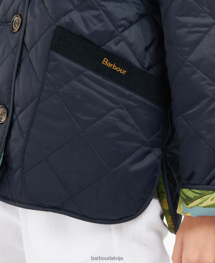 Barbour x House of Hackney sievietes gransden apgriežama stepēta jaka P8J88A1432 apģērbs tumša flote/limerence/debesis
