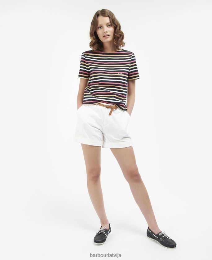 Barbour sievietes Bredley tops ar īsām piedurknēm P8J88A1690 apģērbs flotes multistripe