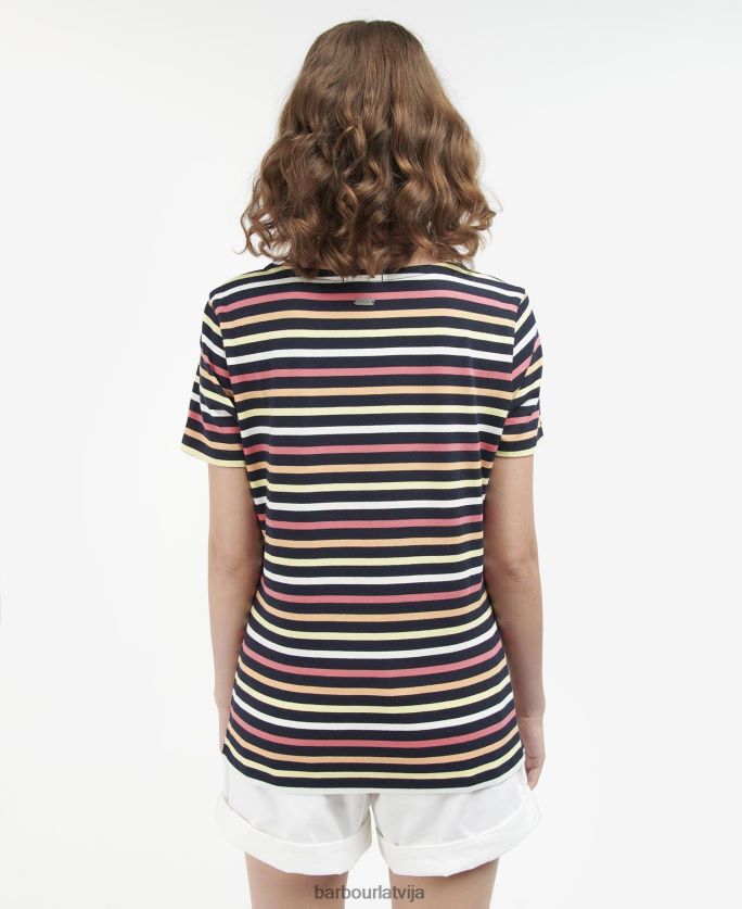 Barbour sievietes Bredley tops ar īsām piedurknēm P8J88A1690 apģērbs flotes multistripe