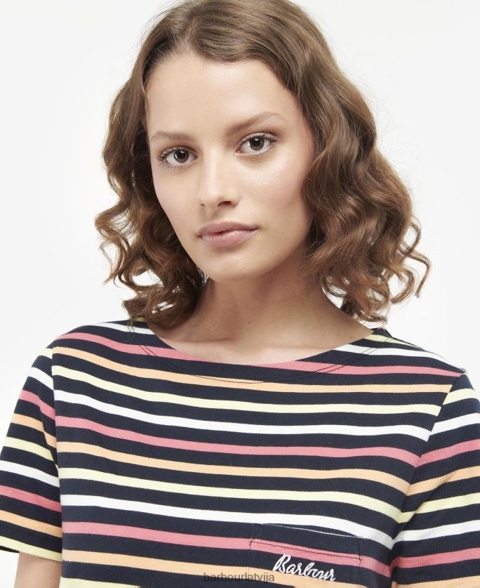 Barbour sievietes Bredley tops ar īsām piedurknēm P8J88A1690 apģērbs flotes multistripe