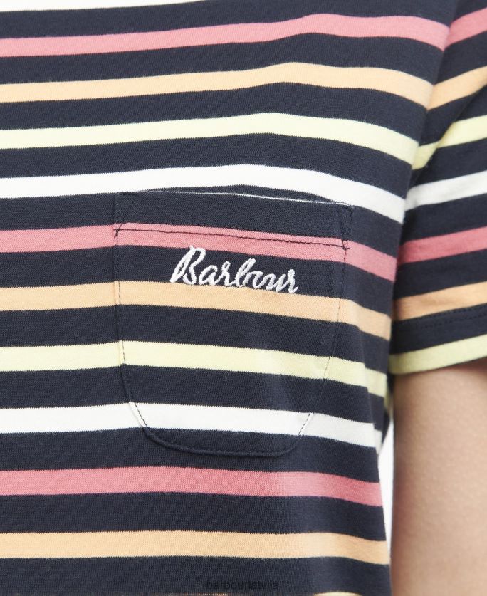 Barbour sievietes Bredley tops ar īsām piedurknēm P8J88A1690 apģērbs flotes multistripe