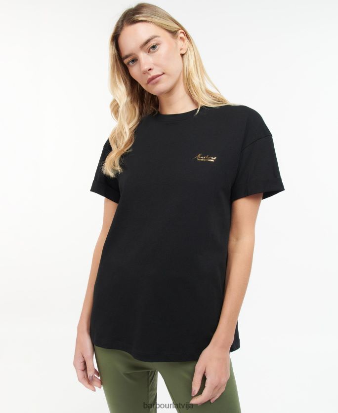 Barbour sievietes alonso t-krekls P8J88A1715 apģērbs klasisks melns