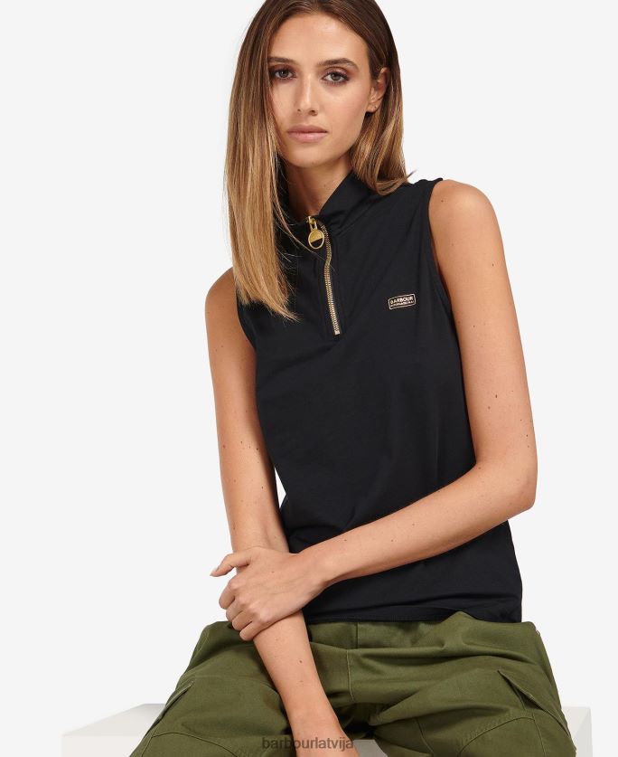 Barbour sievietes kasuki pusrāvējslēdzēja augšdaļa P8J88A1672 apģērbs klasisks melns