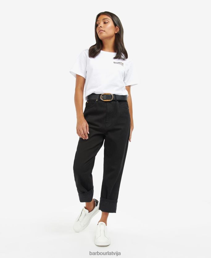 Barbour sievietes kasuki t-krekls P8J88A1748 apģērbs klasisks balts