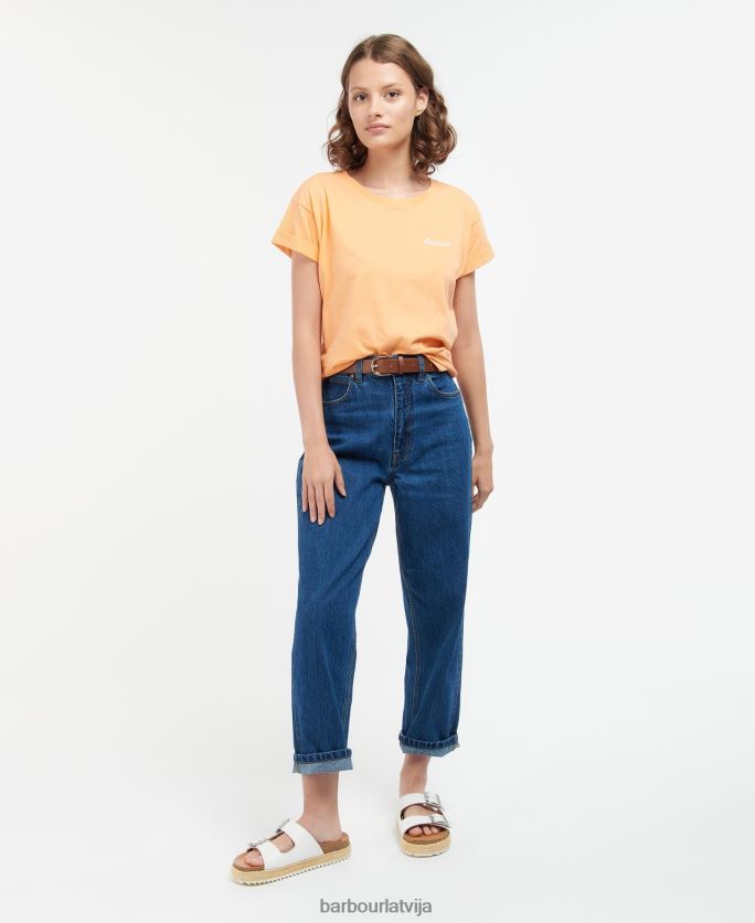 Barbour sievietes kenmore t-krekls P8J88A1752 apģērbs papaija