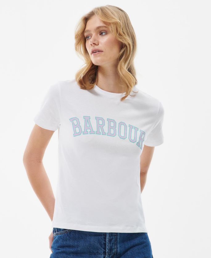 Barbour sievietes northumberland t-krekls P8J88A1680 apģērbs klasisks balts