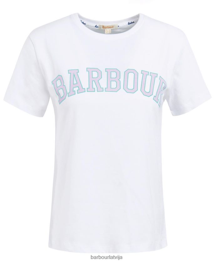 Barbour sievietes northumberland t-krekls P8J88A1680 apģērbs klasisks balts