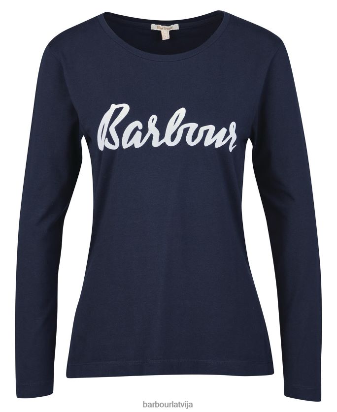 Barbour sievietes otterburn t-krekls ar garām piedurknēm P8J88A1711 apģērbs olīvu/balts