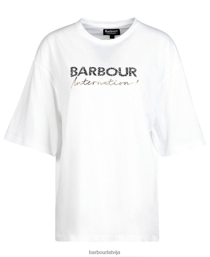 Barbour sievietes paviljona t-krekls P8J88A1701 apģērbs optika balta
