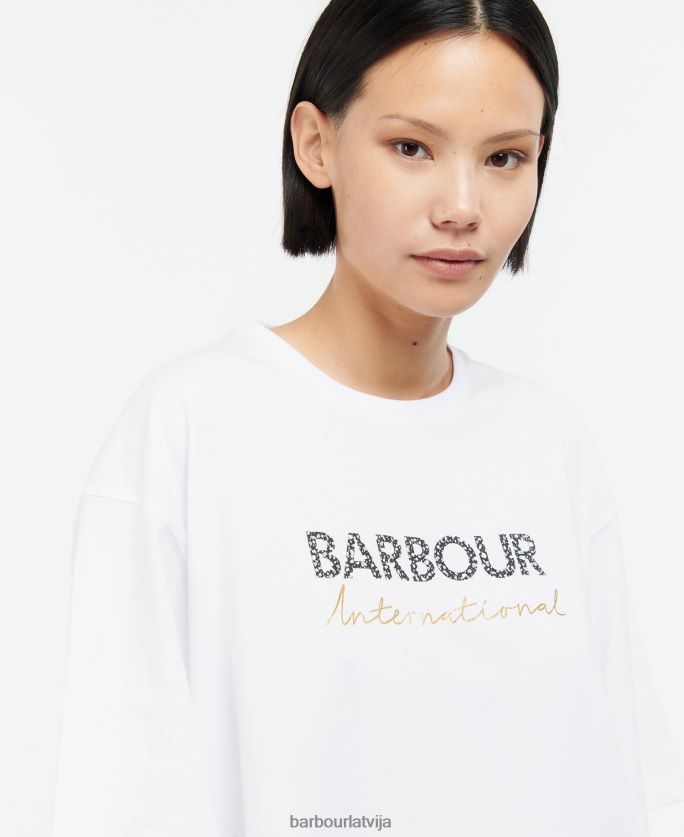 Barbour sievietes paviljona t-krekls P8J88A1701 apģērbs optika balta