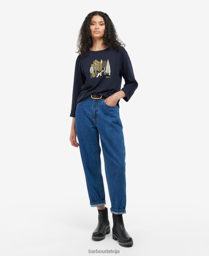 Barbour sievietes sadedzināts t-krekls P8J88A1709 apģērbs flote
