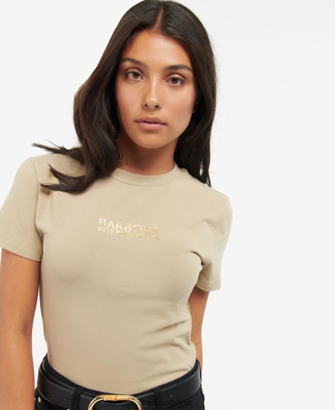 Barbour sievietes valdīšanas apgriezts t-krekls P8J88A1691 apģērbs klasisks melns