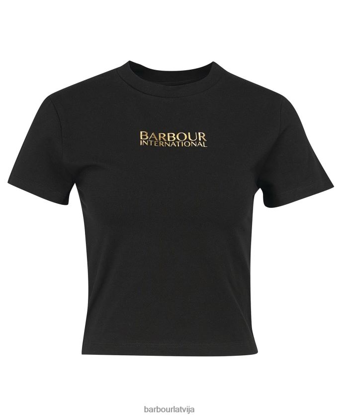 Barbour sievietes valdīšanas apgriezts t-krekls P8J88A1704 apģērbs klasisks melns