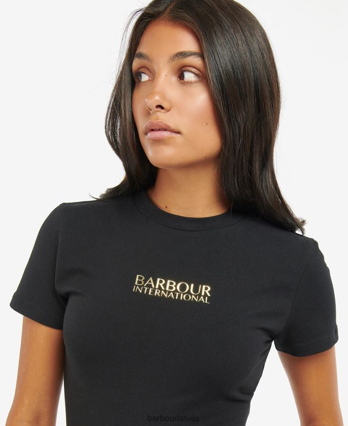 Barbour sievietes valdīšanas apgriezts t-krekls P8J88A1704 apģērbs klasisks melns