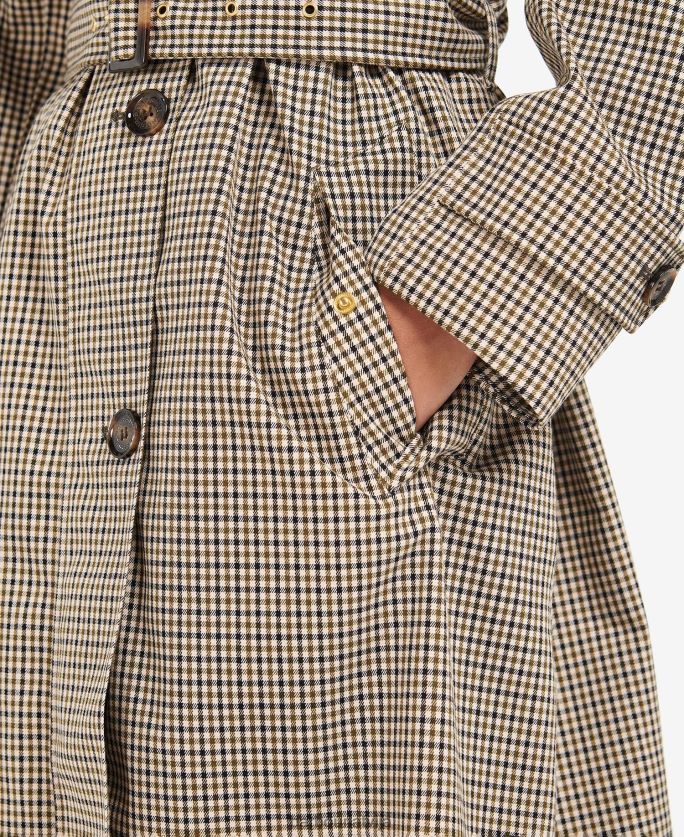 Barbour sievietes somerland check trencis P8J88A1525 apģērbs papele zaļš mikročeks