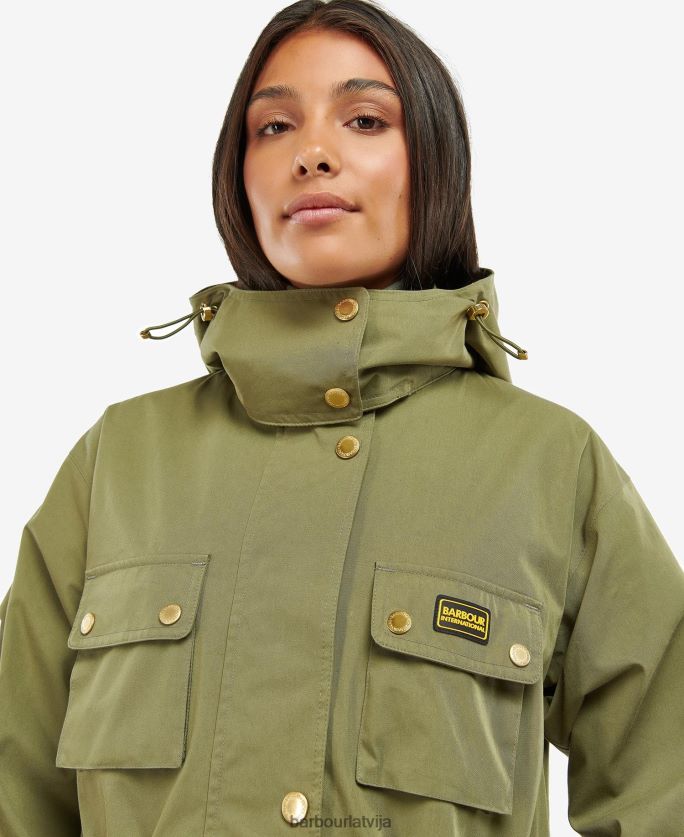 Barbour sievietes thruxton ūdensizturīgs uzrakts P8J88A1536 apģērbs pusnakts zaļš