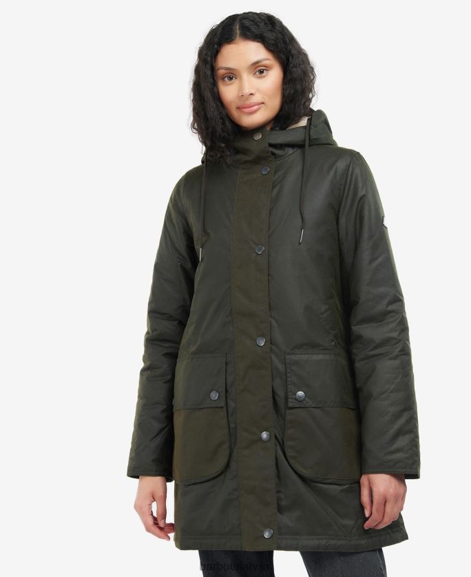 Barbour sievietes Lunan vaska jaka P8J88A1397 apģērbs paparde/olīva/limeade