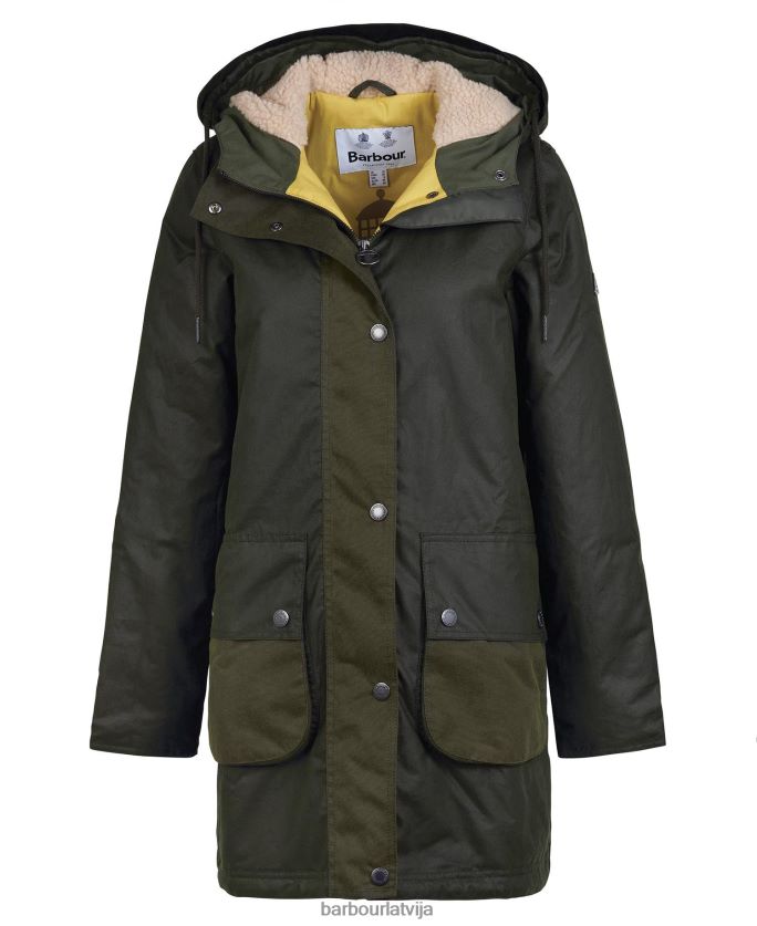 Barbour sievietes Lunan vaska jaka P8J88A1397 apģērbs paparde/olīva/limeade